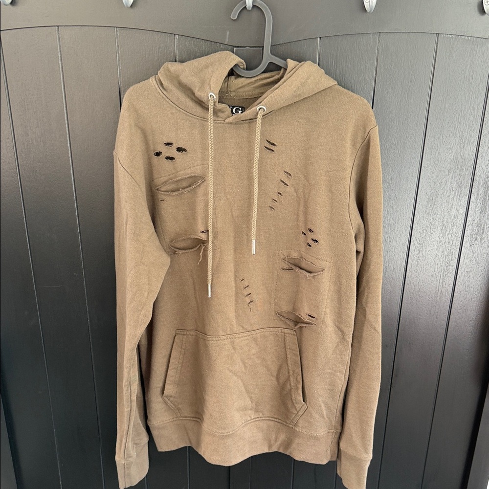 Men's Distressed Brown Hoodie